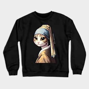 Cat with a Pearl Earring Crewneck Sweatshirt